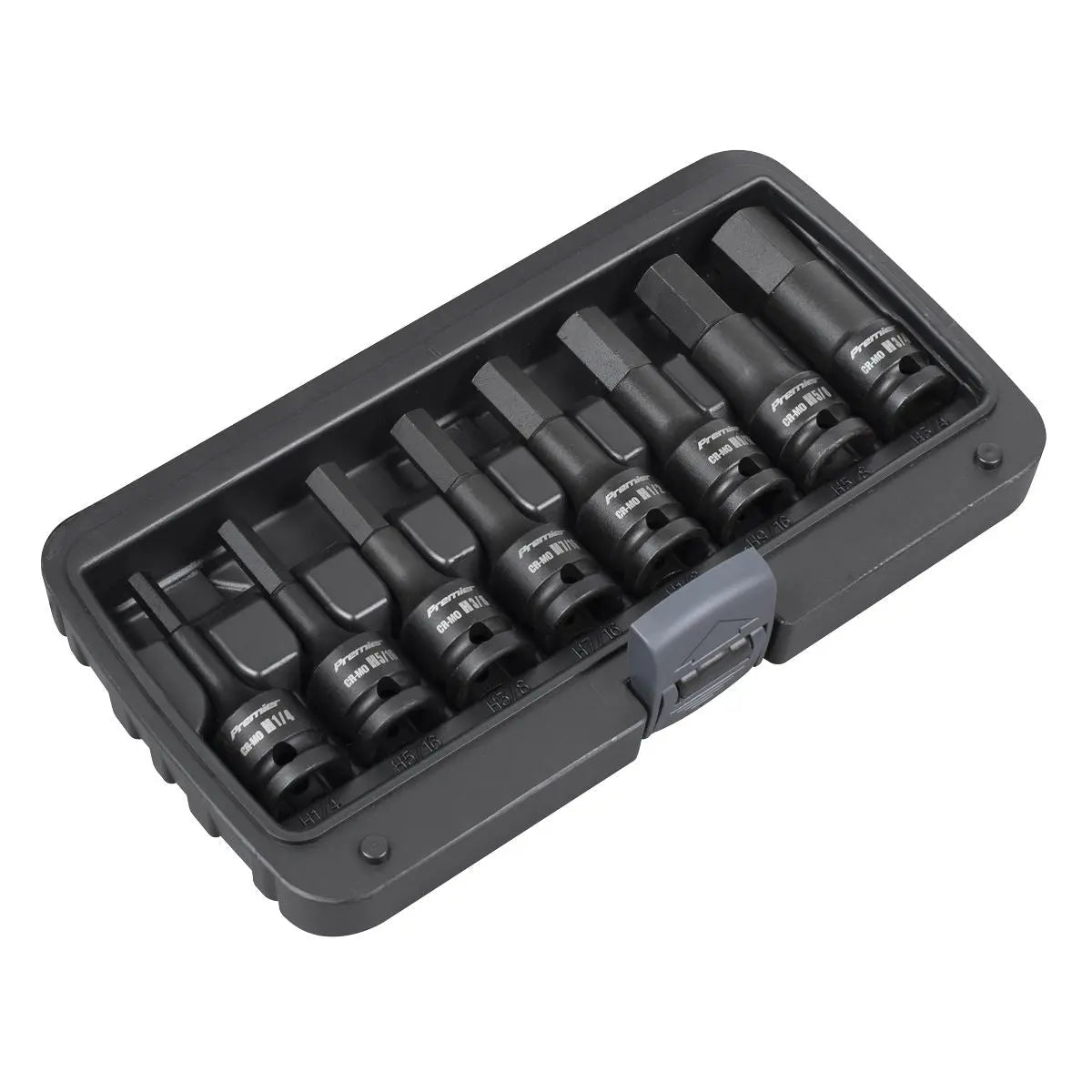 Sealey Premier Impact Hex Socket Bit Set 8pc 1/2"Sq Drive - Imperial  White Rose Tools