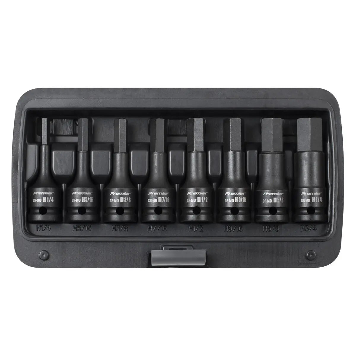 Sealey Premier Impact Hex Socket Bit Set 8pc 1/2"Sq Drive - Imperial  White Rose Tools