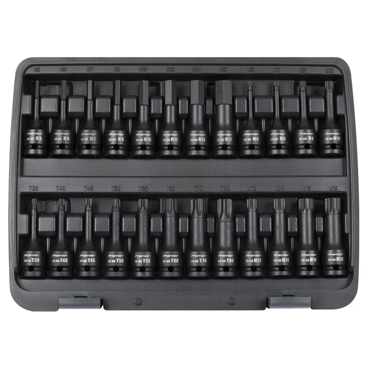 Sealey Premier Impact Socket Bit Set 1/2"Sq Drive 24pc Hex/TRX-Star*/Spline  White Rose Tools