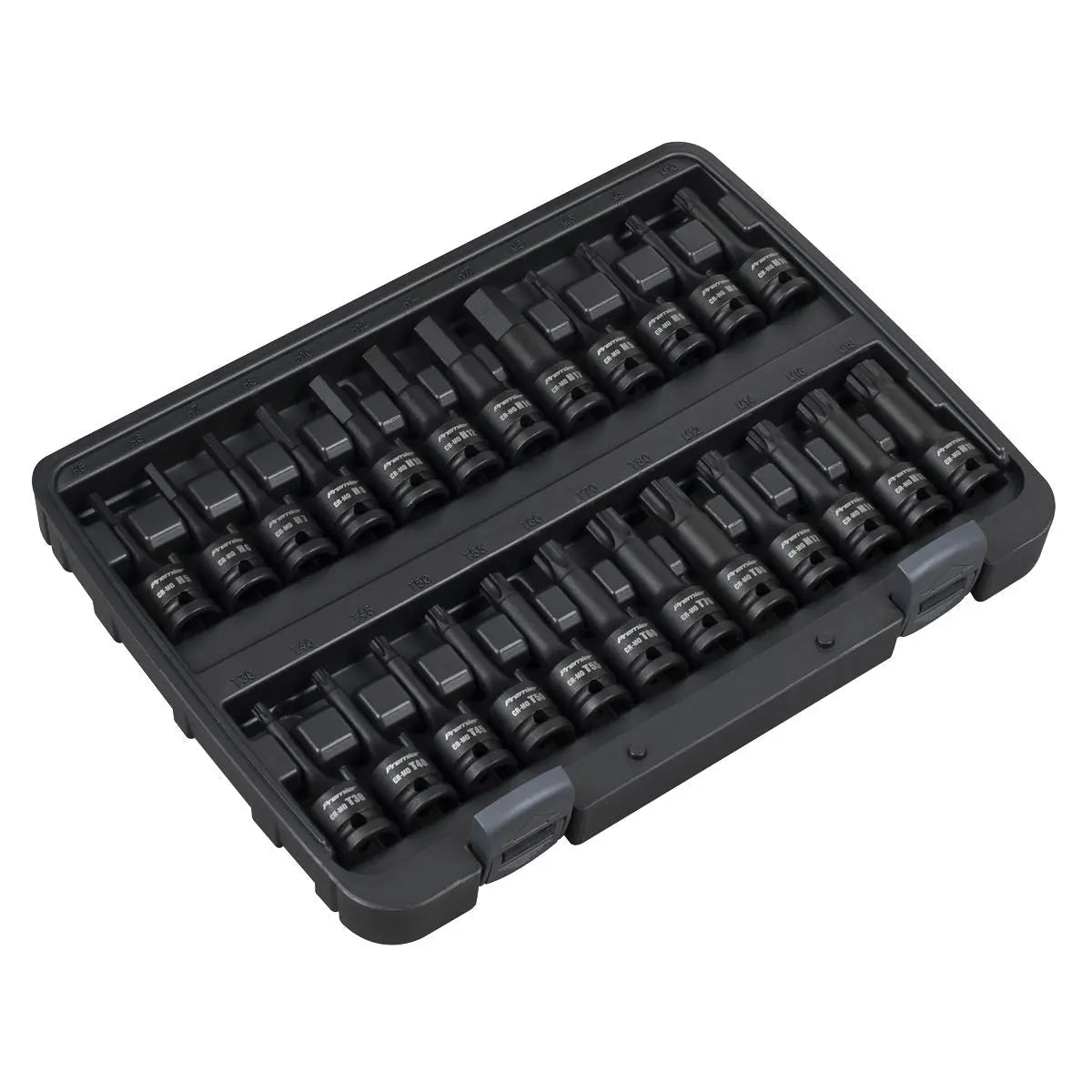 Sealey Premier Impact Socket Bit Set 1/2"Sq Drive 24pc Hex/TRX-Star*/Spline  White Rose Tools