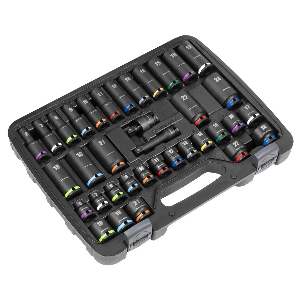 Sealey Premier Impact Socket Set 3/8"Sq Drive 36pc  White Rose Tools