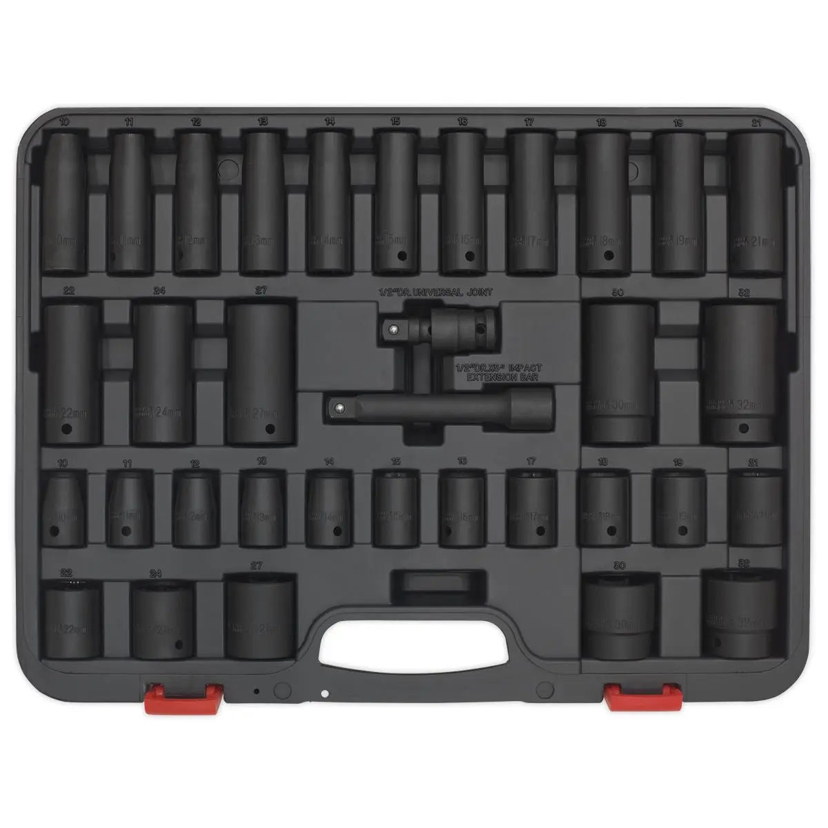 Sealey Premier Impact Socket Set 34pc 1/2"Sq Drive Metric 