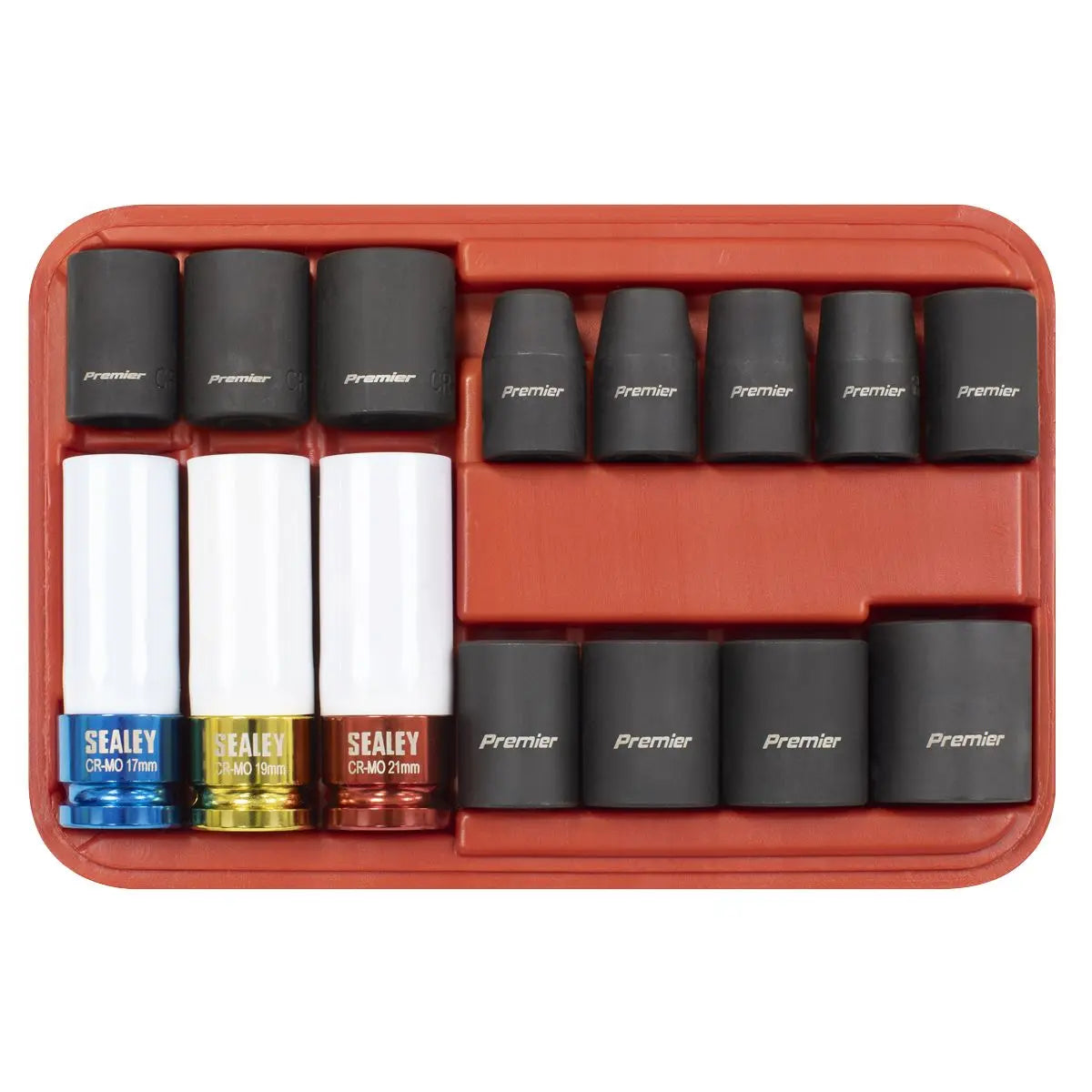 Sealey Premier Impact Socket & Wheel Nut Removal Set 15pc 1/2"Sq Drive 