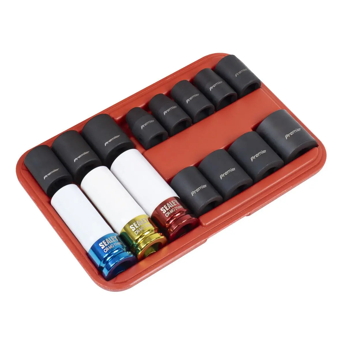 Sealey Premier Impact Socket & Wheel Nut Removal Set 15pc 1/2"Sq Drive 