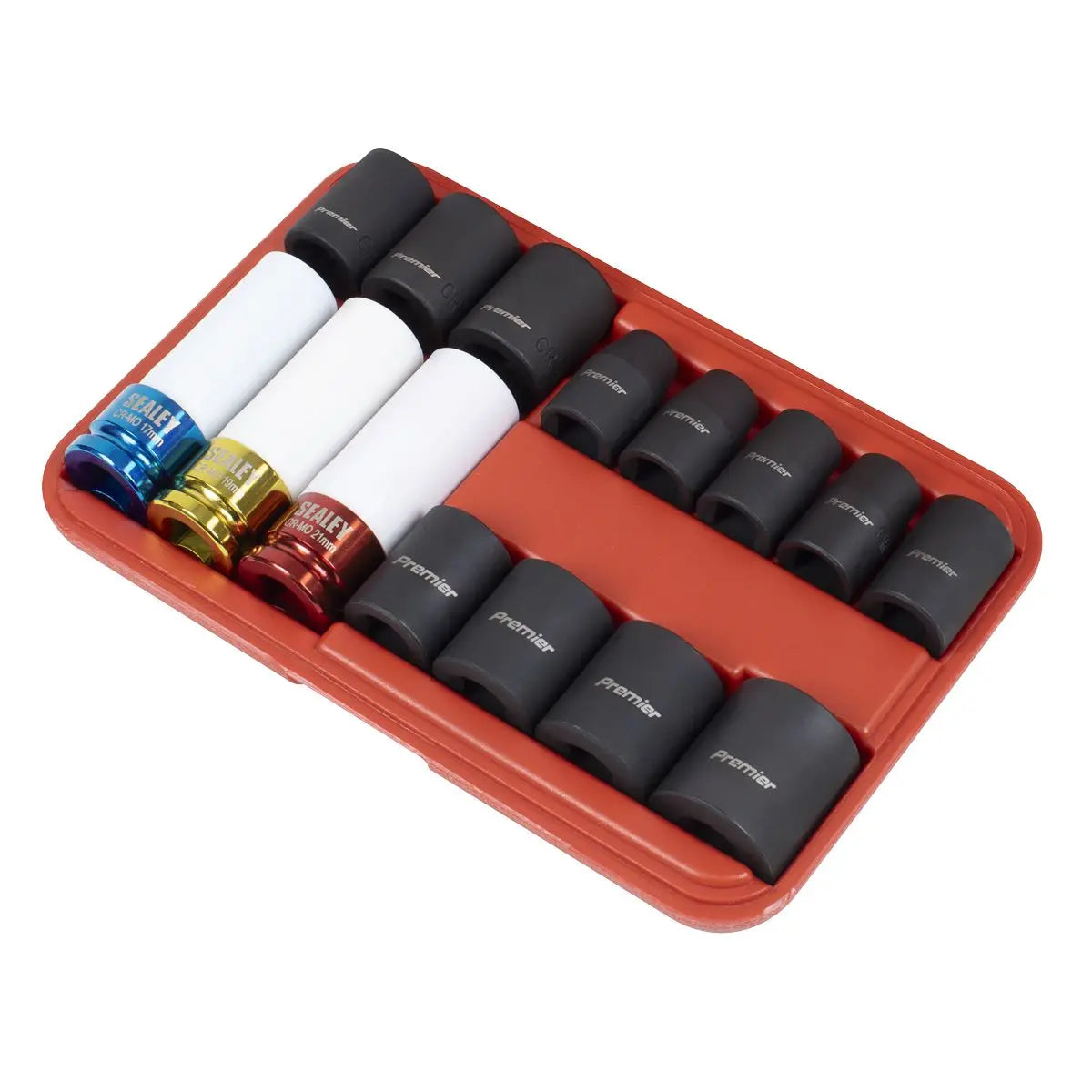 Sealey Premier Impact Socket & Wheel Nut Removal Set 15pc 1/2"Sq Drive 