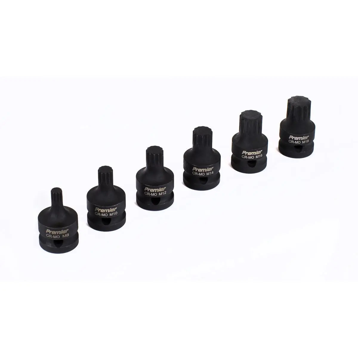 Sealey Premier Impact Spline Socket Bit Set 6pc 1/2"Sq Drive 