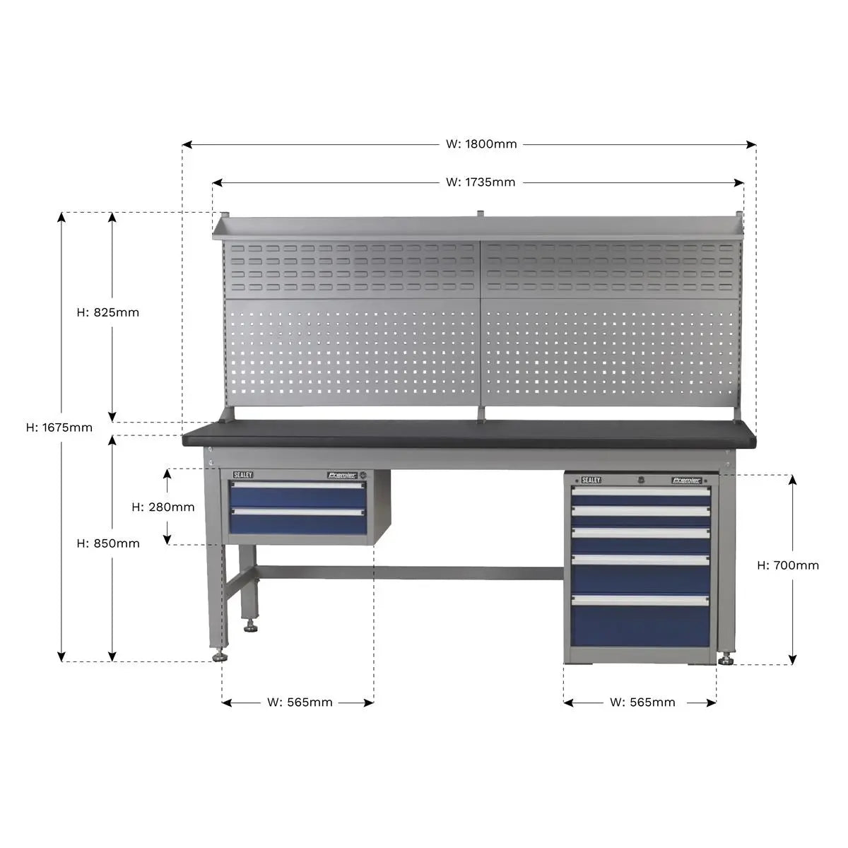 Sealey Premier Industrial 1.8m Complete Industrial Workstation & Cabinet Combo 