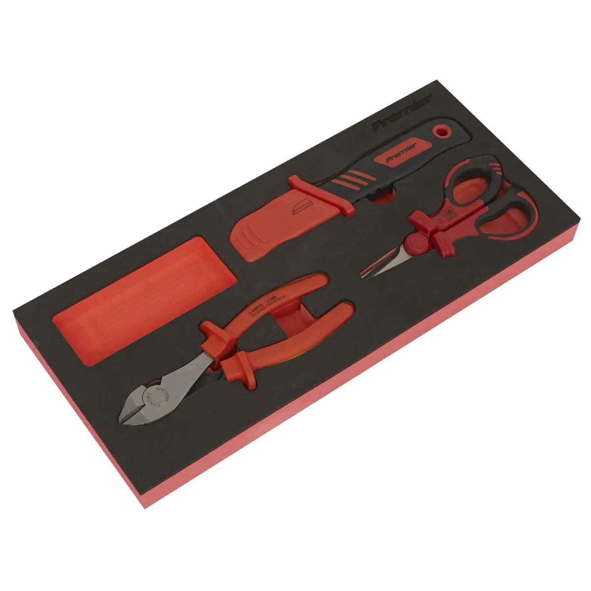 Sealey Premier Insulated Cutting Set 3pc with Tool Tray - VDE Approved  White Rose Tools