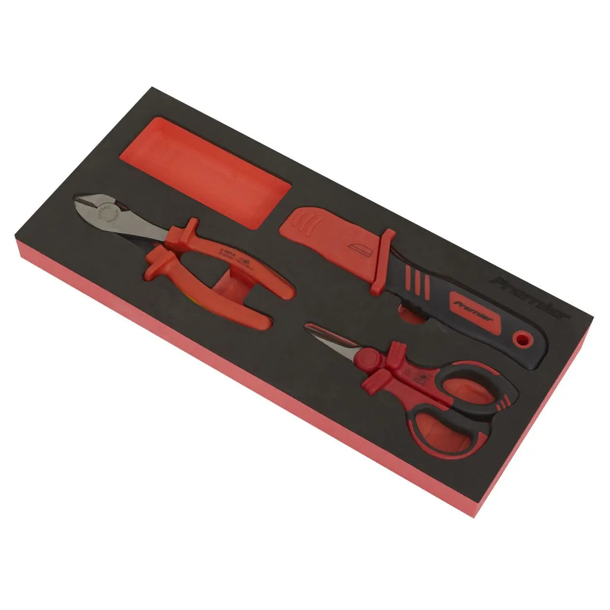 Sealey Premier Insulated Cutting Set 3pc with Tool Tray - VDE Approved  White Rose Tools