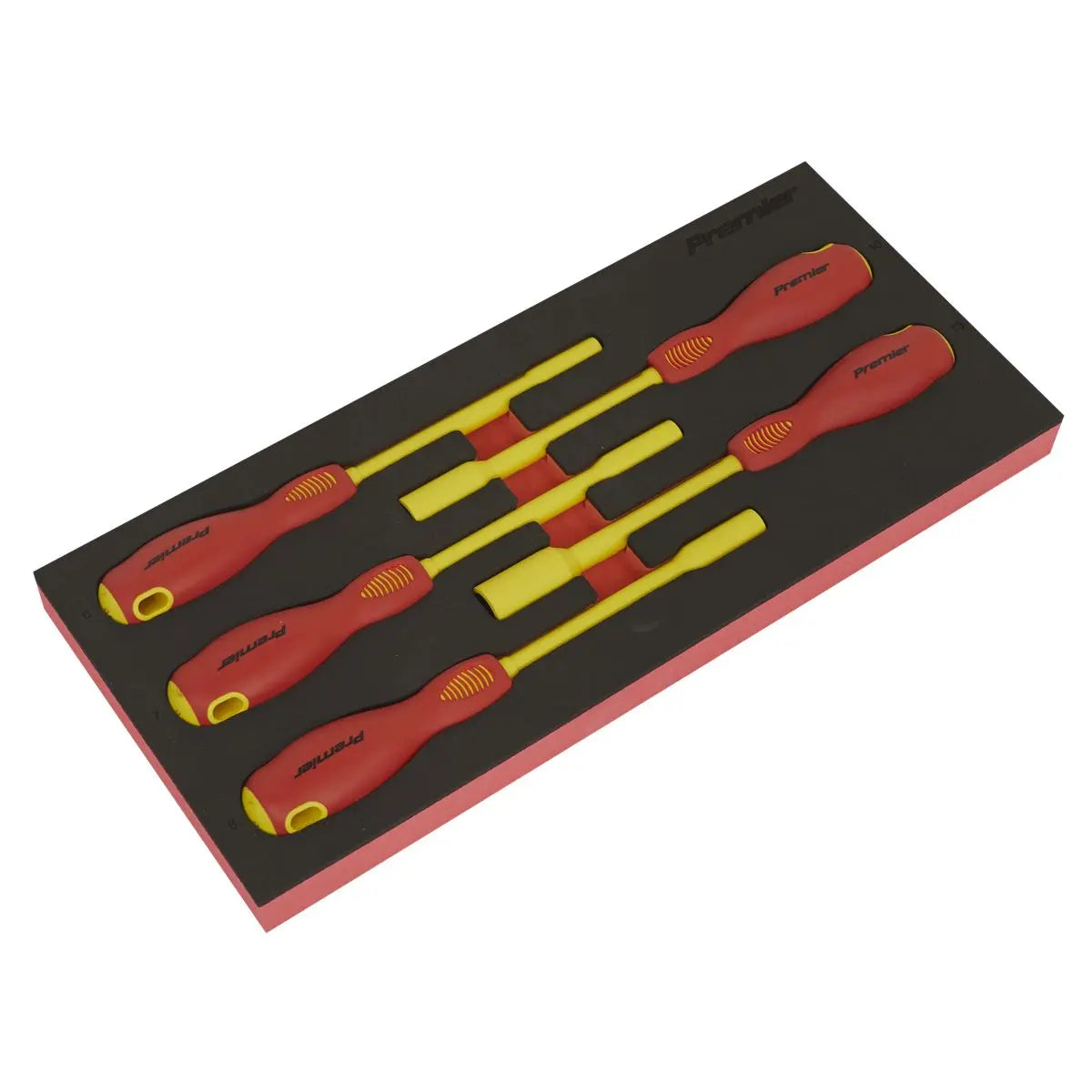 Sealey Premier Insulated Nut Driver Set 5pc with Tool Tray - VDE Approved  White Rose Tools