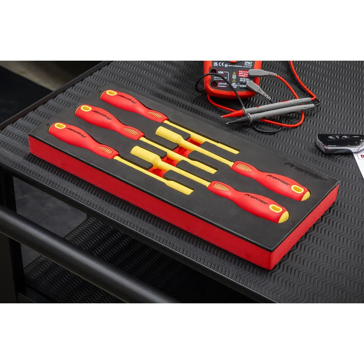 Sealey Premier Insulated Nut Driver Set 5pc with Tool Tray - VDE Approved  White Rose Tools