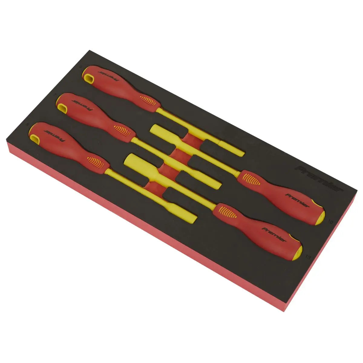Sealey Premier Insulated Nut Driver Set 5pc with Tool Tray - VDE Approved  White Rose Tools