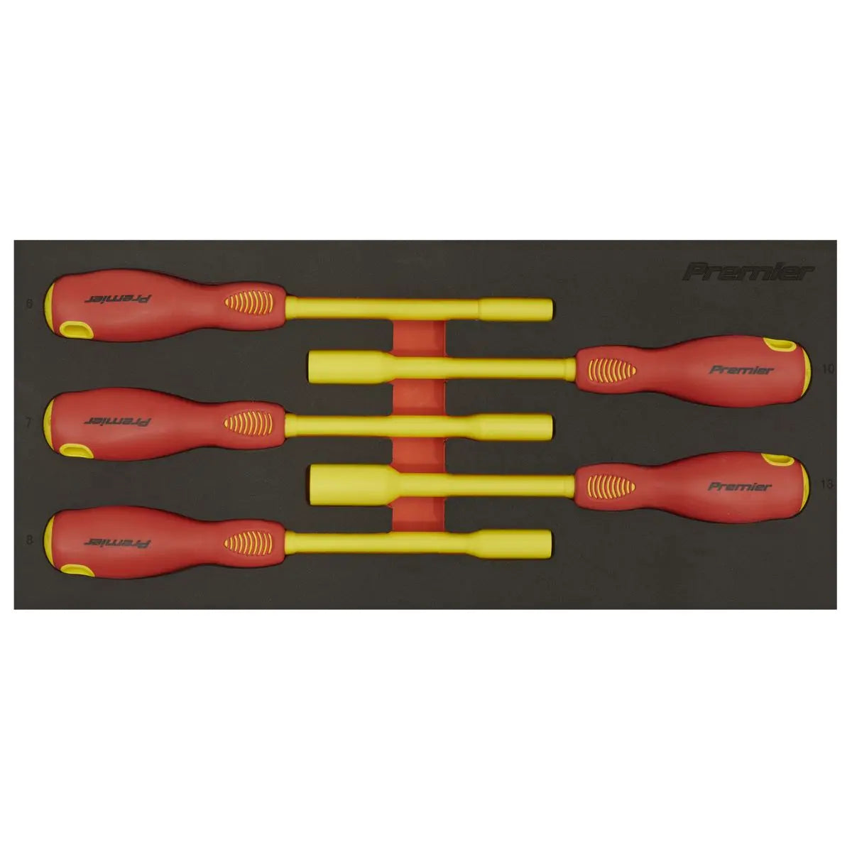Sealey Premier Insulated Nut Driver Set 5pc with Tool Tray - VDE Approved  White Rose Tools