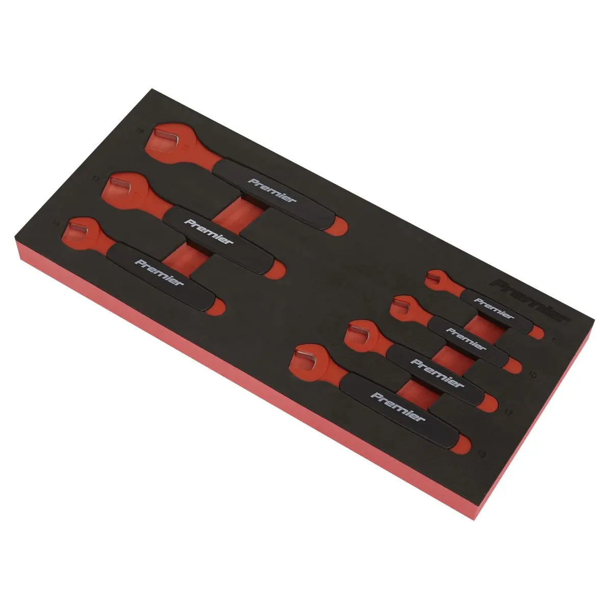 Sealey Premier Insulated Open-End Spanner Set with Tool Tray 7pc VDE Approved  White Rose Tools