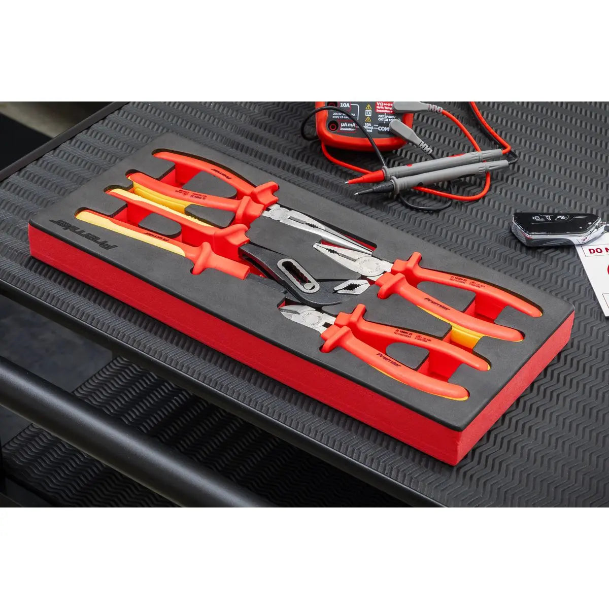 Sealey Premier Insulated Pliers Set 4pc with Tool Tray - VDE Approved  White Rose Tools
