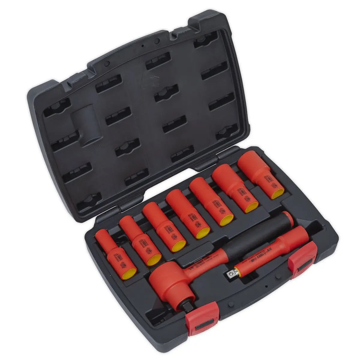 Sealey Premier Insulated Socket Set 9pc 3/8"Sq Drive 6pt WallDrive® VDE Approved 