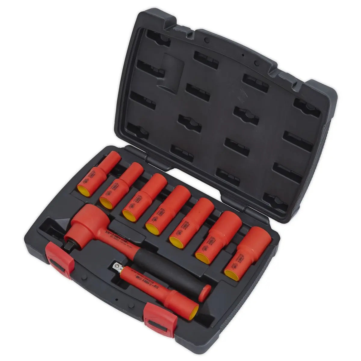 Sealey Premier Insulated Socket Set 9pc 3/8"Sq Drive 6pt WallDrive® VDE Approved 