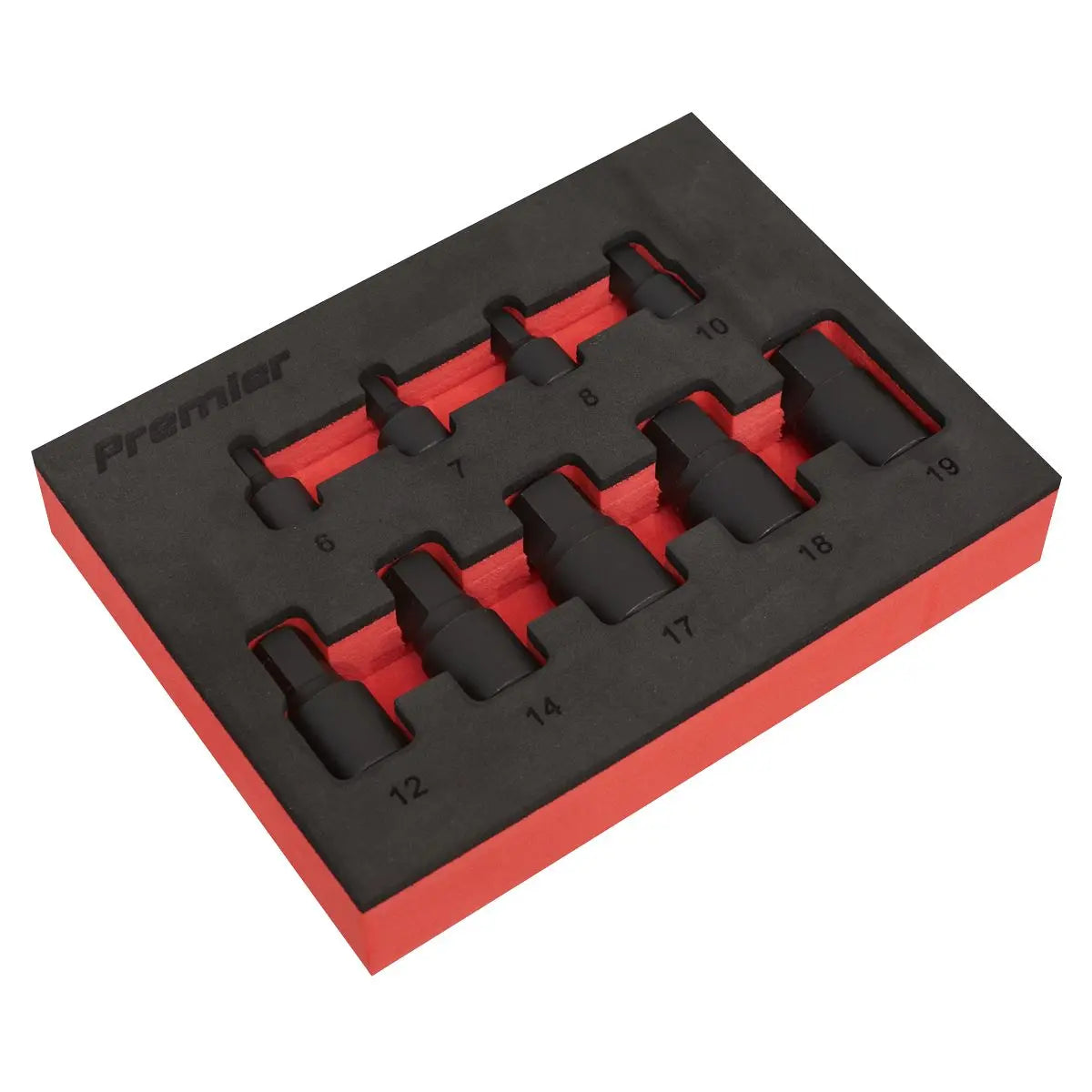 Sealey Premier Low Profile Impact Hex Socket Bit Set 1/4" & 3/8" Sq Drive 9pc - Metric 