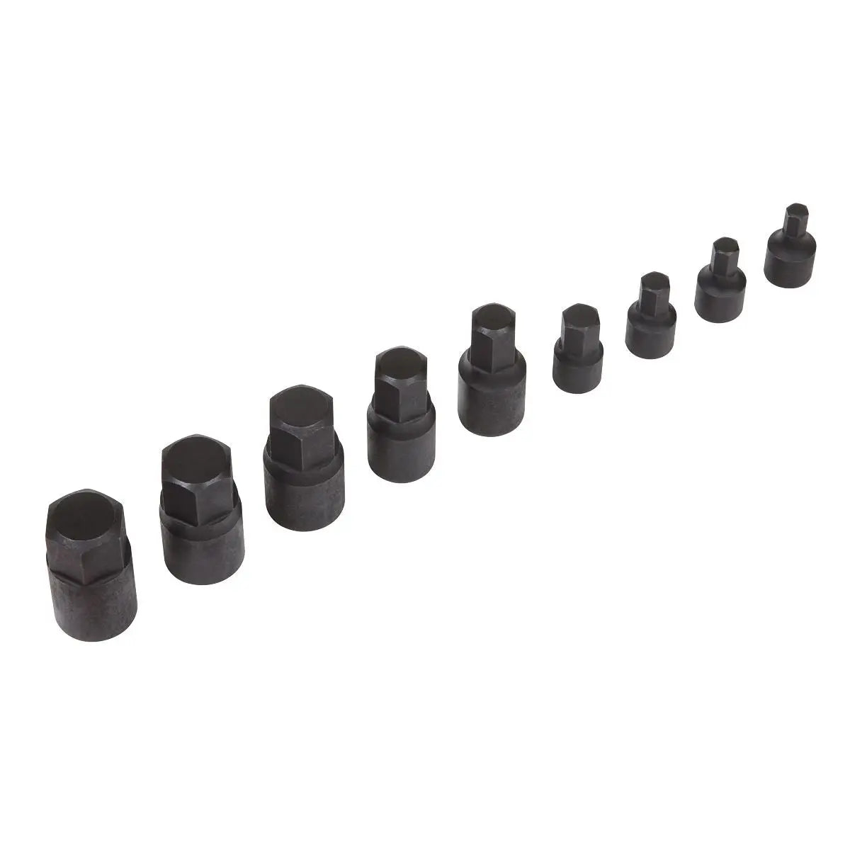 Sealey Premier Low Profile Impact Hex Socket Bit Set 1/4" & 3/8" Sq Drive 9pc - Metric 