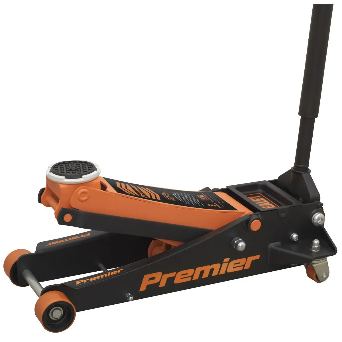 Sealey Premier Low Profile Trolley Jack with Rocket Lift 3 Tonne - Orange  White Rose Tools
