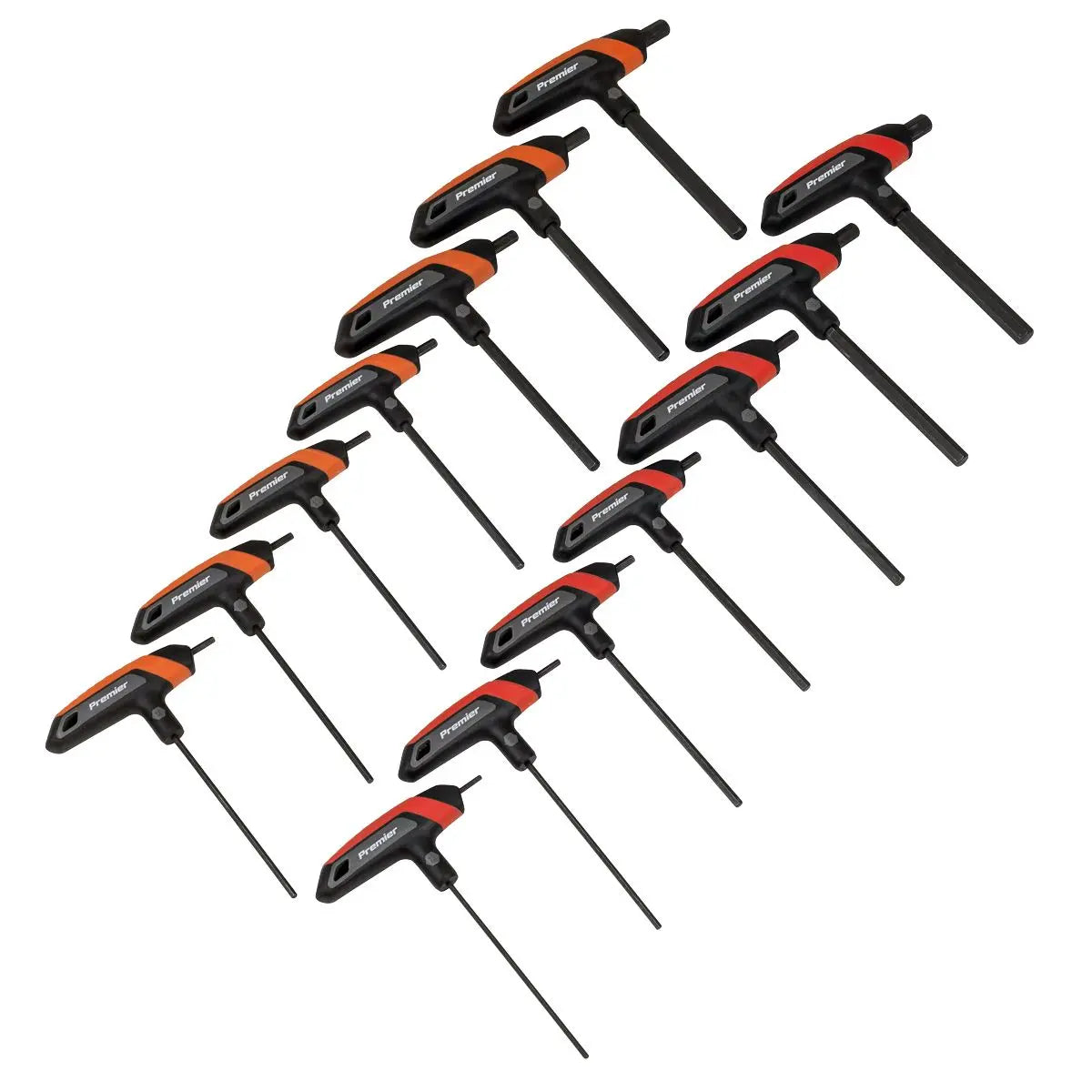 Sealey Premier Metric/Imperial T-Handle Hex Key Set 14pc  White Rose Tools