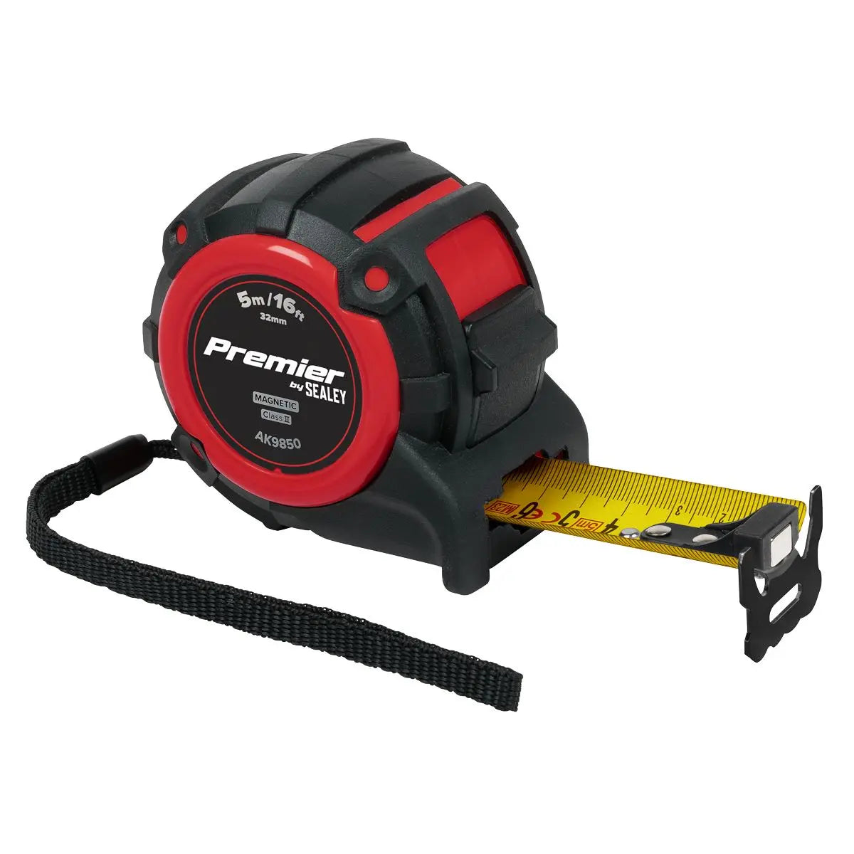 Sealey Premier Metric/Imperial Tape Measure Extra-Wide Blade 5m(16ft) x 32mm  White Rose Tools