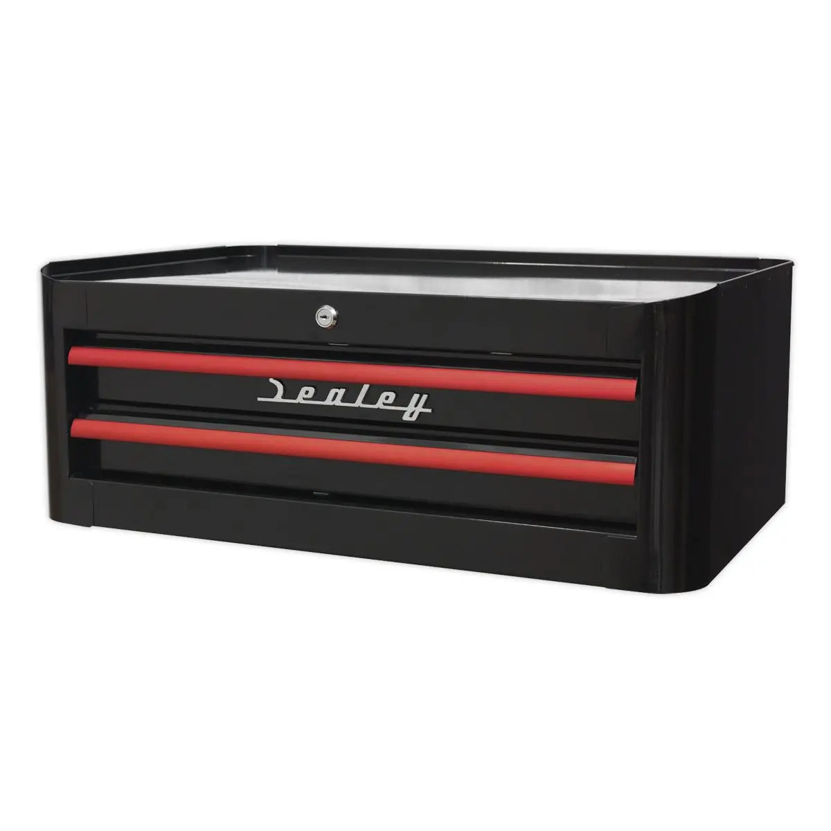 Sealey Premier Mid-Box Tool Chest 2 Drawer Retro Style - Black with Red Anodised Drawer Pulls 
