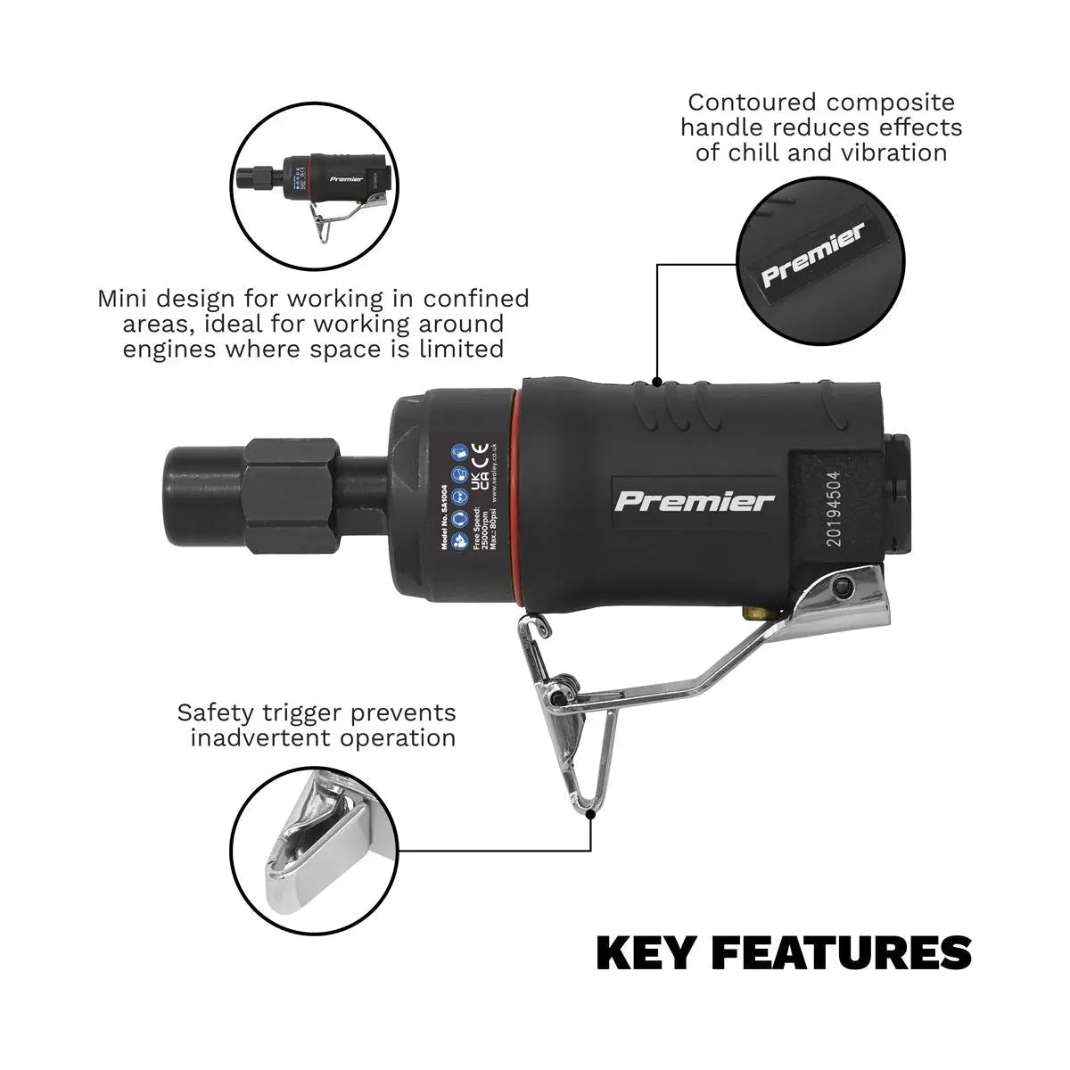 Sealey Premier Mini Air Die Grinder Ø6mm 