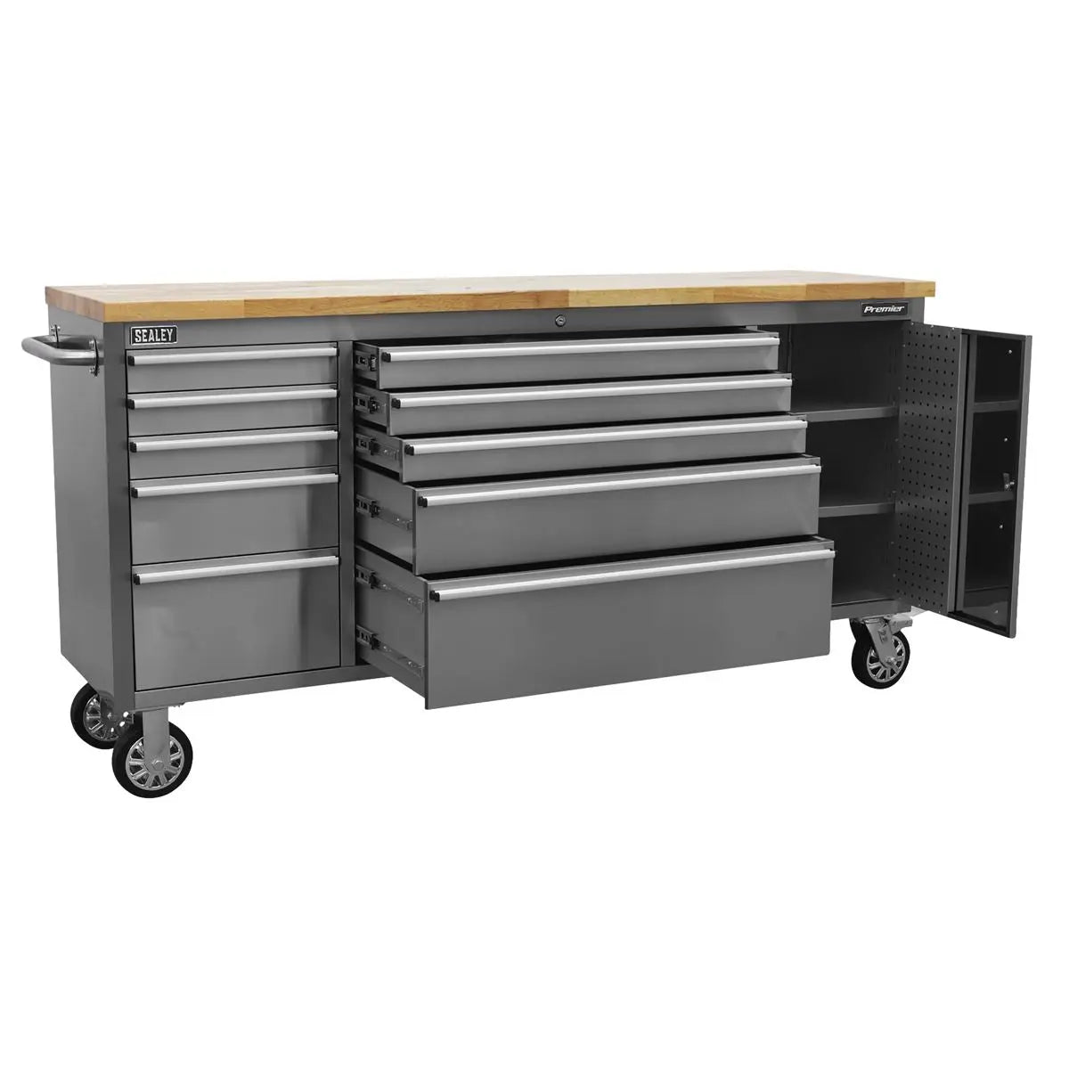 Sealey Premier Mobile Stainless Steel Tool Cabinet 10 Drawer & Cupboard 