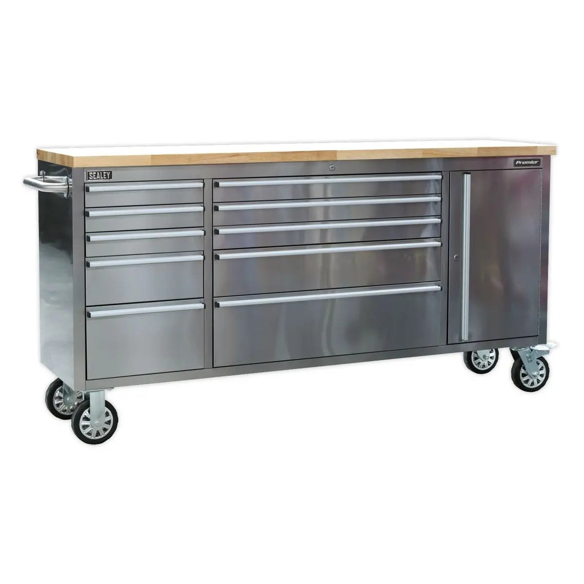 Sealey Premier Mobile Stainless Steel Tool Cabinet 10 Drawer & Cupboard 