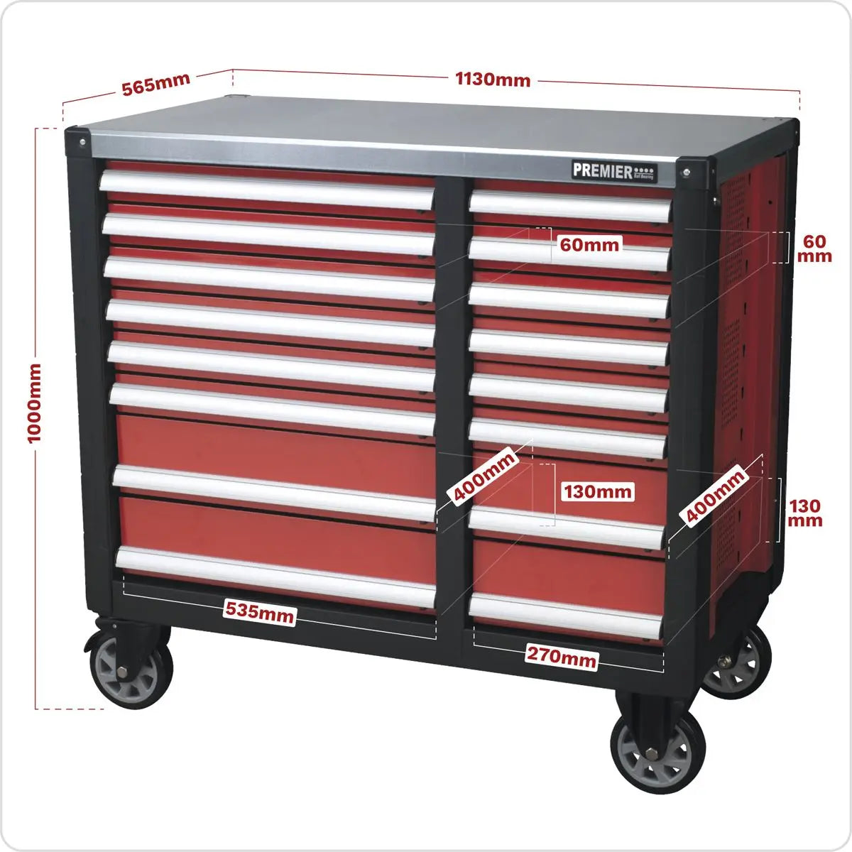 Sealey Premier Mobile Workstation 16 Drawer with Ball-Bearing Slides 