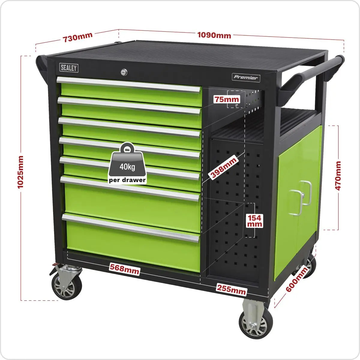 Sealey Premier Mobile Workstation 7 Drawer & Cupboard 920mm 