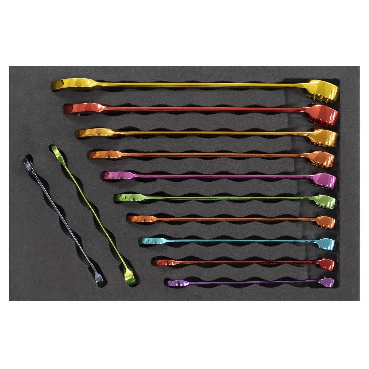 Sealey Premier Multi-Coloured Combination Spanner Set 12pc  White Rose Tools