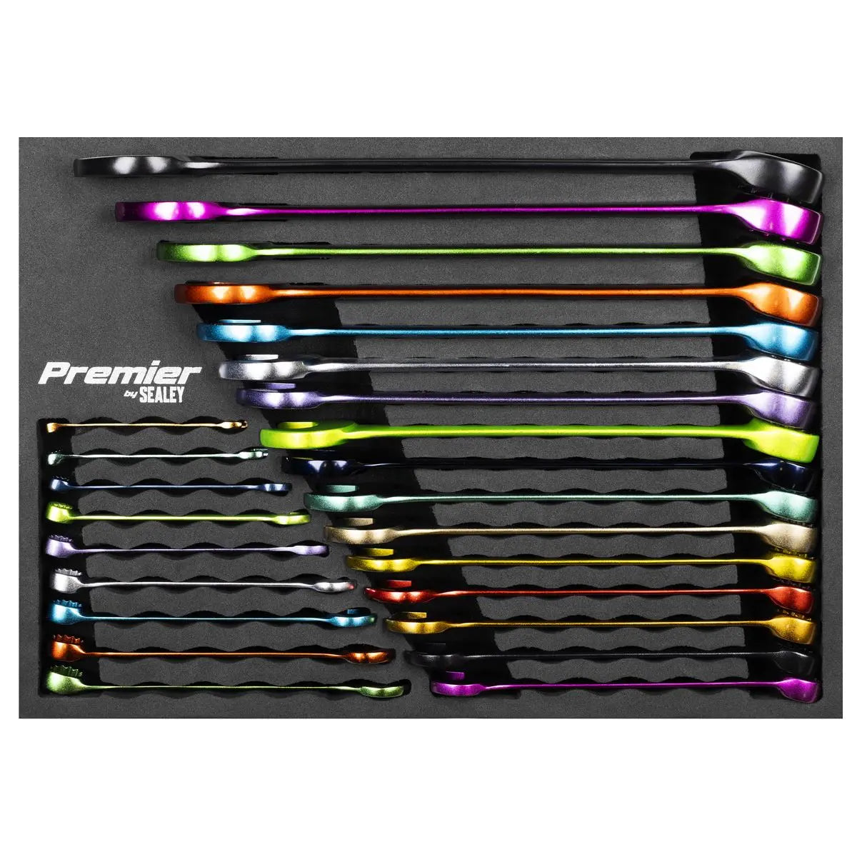 Sealey Premier Multi-Coloured Combination Spanner Set 25pc  White Rose Tools