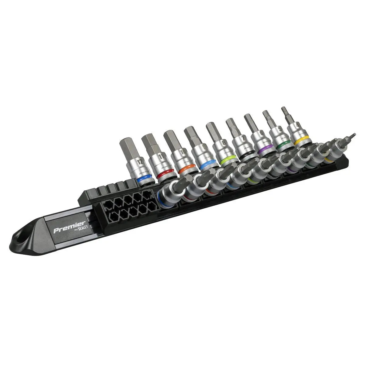 Sealey Premier Platinum Series Hex & TRX-Star* Socket Bit Set 3/8"Sq Drive 18pc  White Rose Tools
