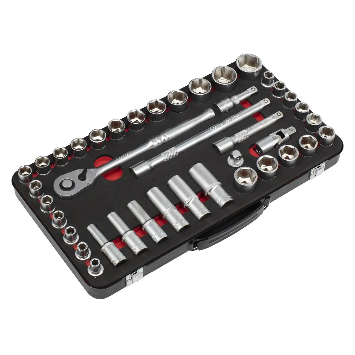 Sealey Premier Platinum Socket Set 1/2"Sq Drive 40pc - Metric/Imperial - Premier Platinum  White Rose Tools