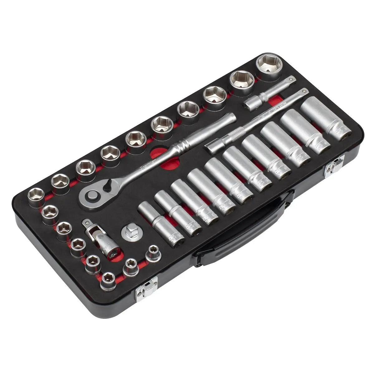 Sealey Premier Platinum Socket Set 3/8"Sq Drive 32pc - Premier Platinum  White Rose Tools