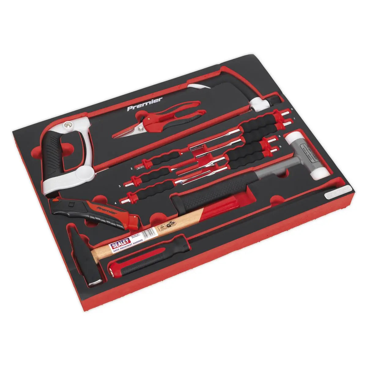 Sealey Premier Platinum Tool Tray with Hacksaw, Hammers & Punches 13pc 