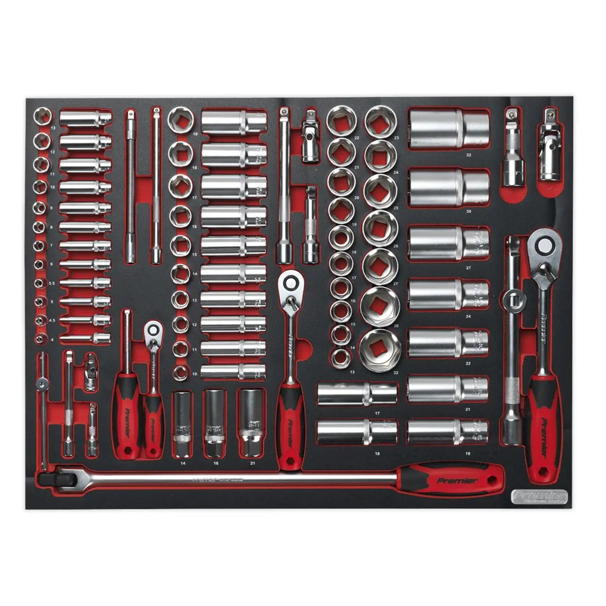 Sealey Premier Platinum Tool Tray with Socket Set 91pc 1/4", 3/8" & 1/2"Sq Drive 