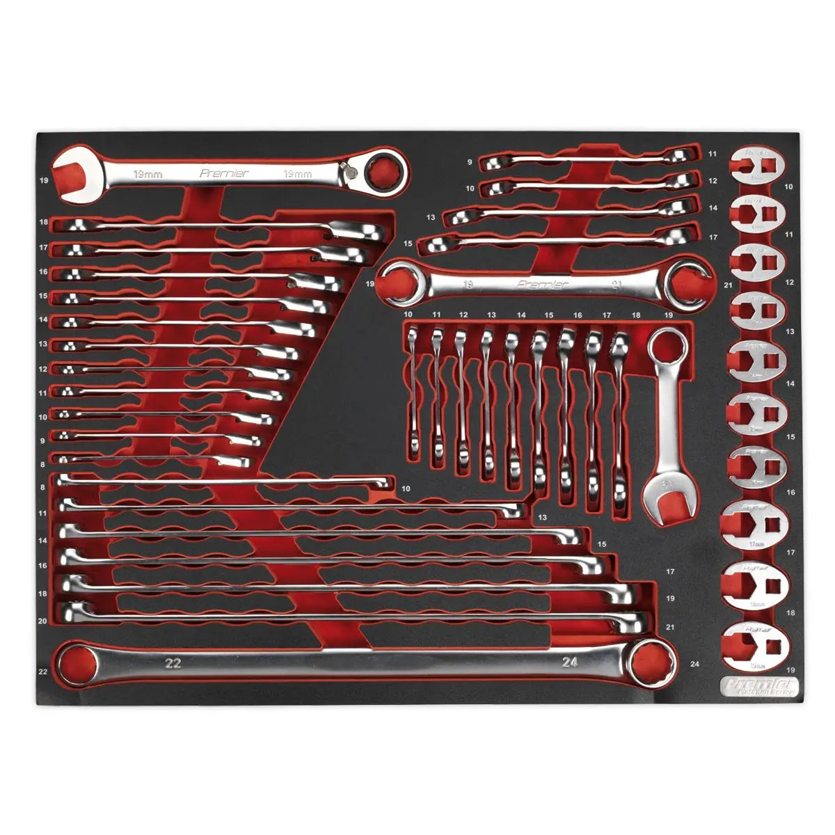 Sealey Premier Platinum Tool Tray with Specialised Spanner Set 44pc 