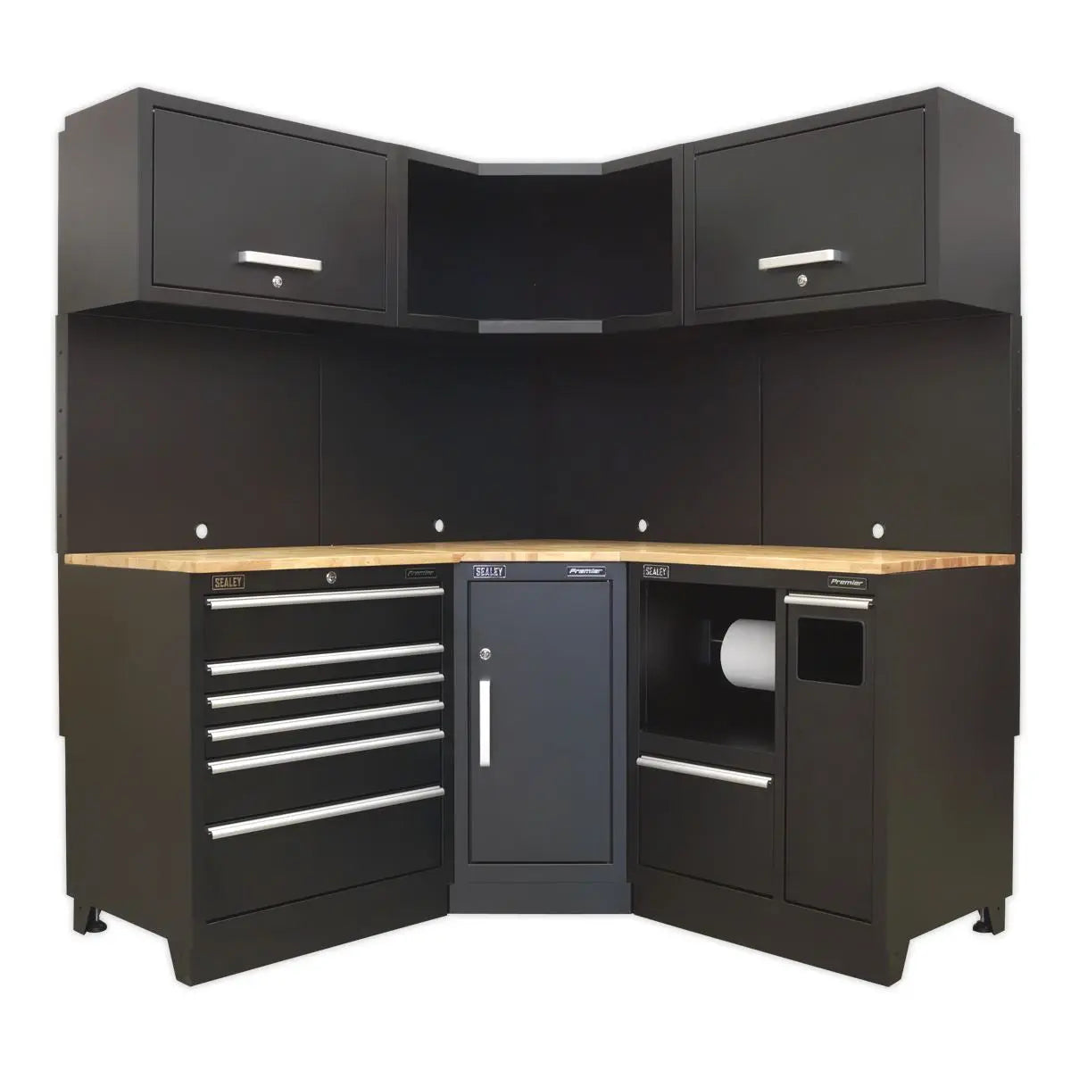 Sealey Premier Premier 1.7m Corner Storage System - Oak Worktop 