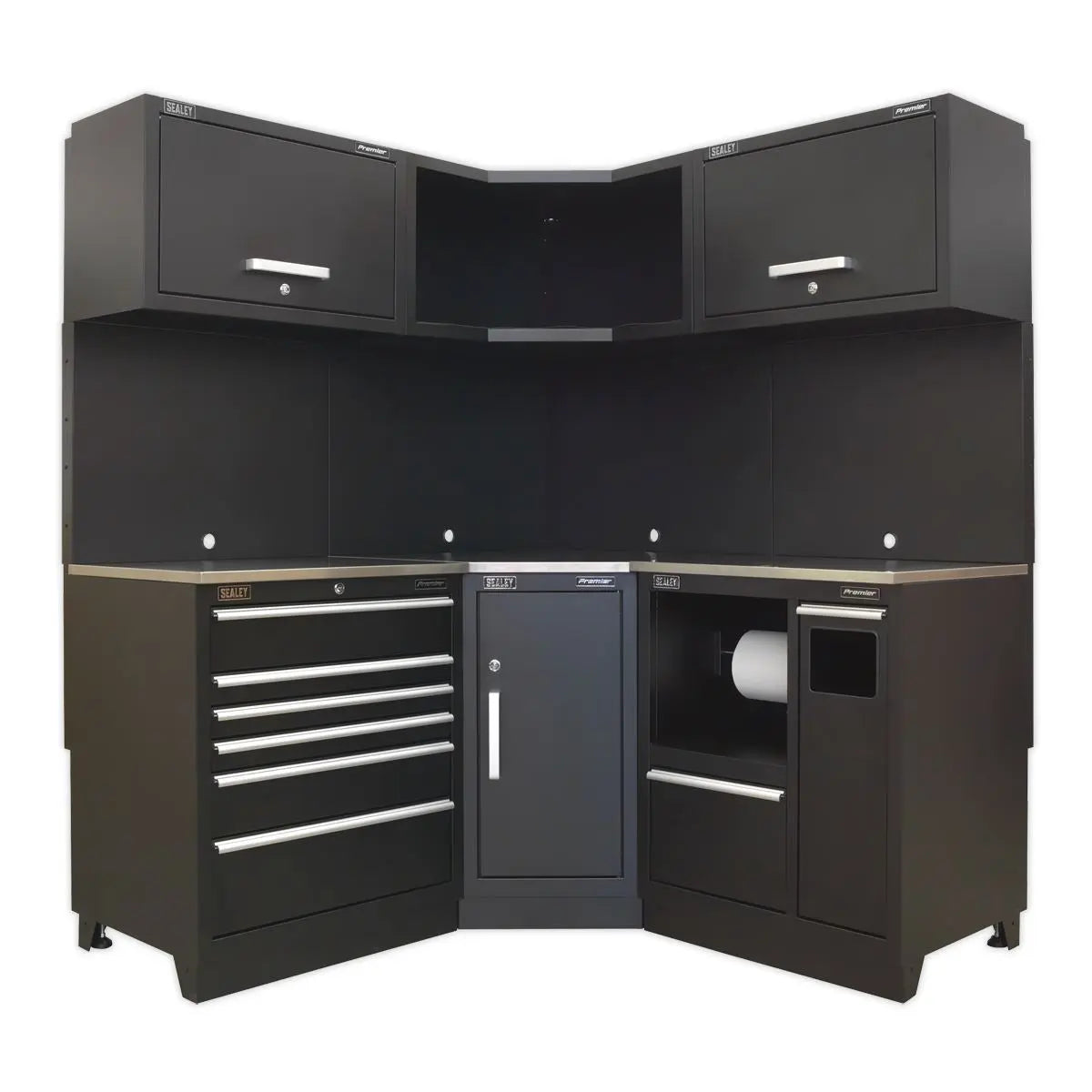 Sealey Premier Premier 1.7m Corner Storage System - Stainless Worktop 