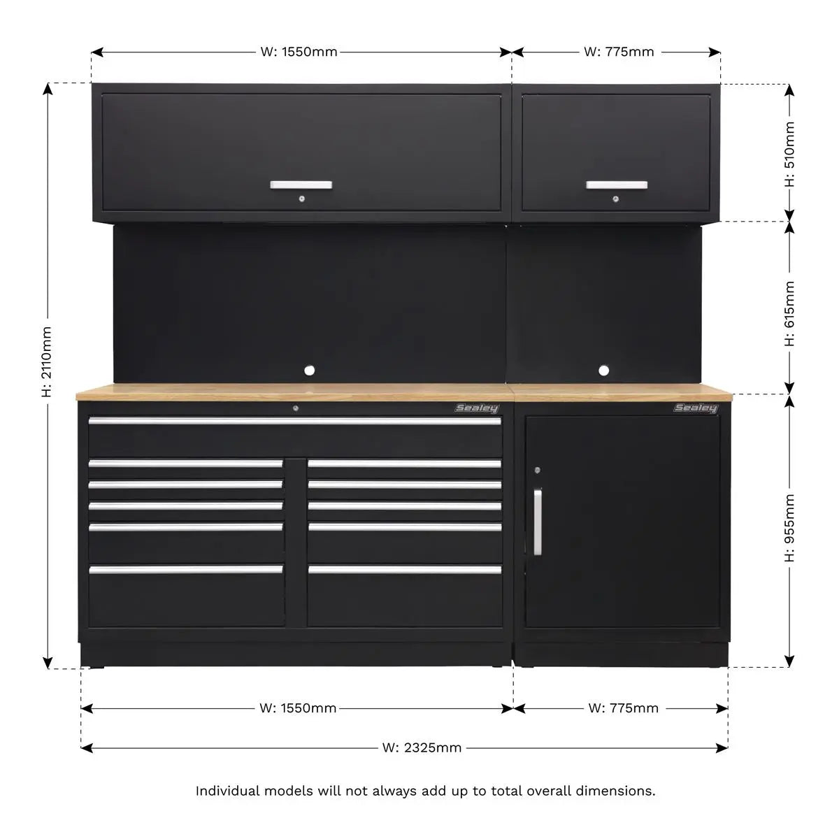 Sealey Premier Premier 2.3m Storage System - Oak Worktop 