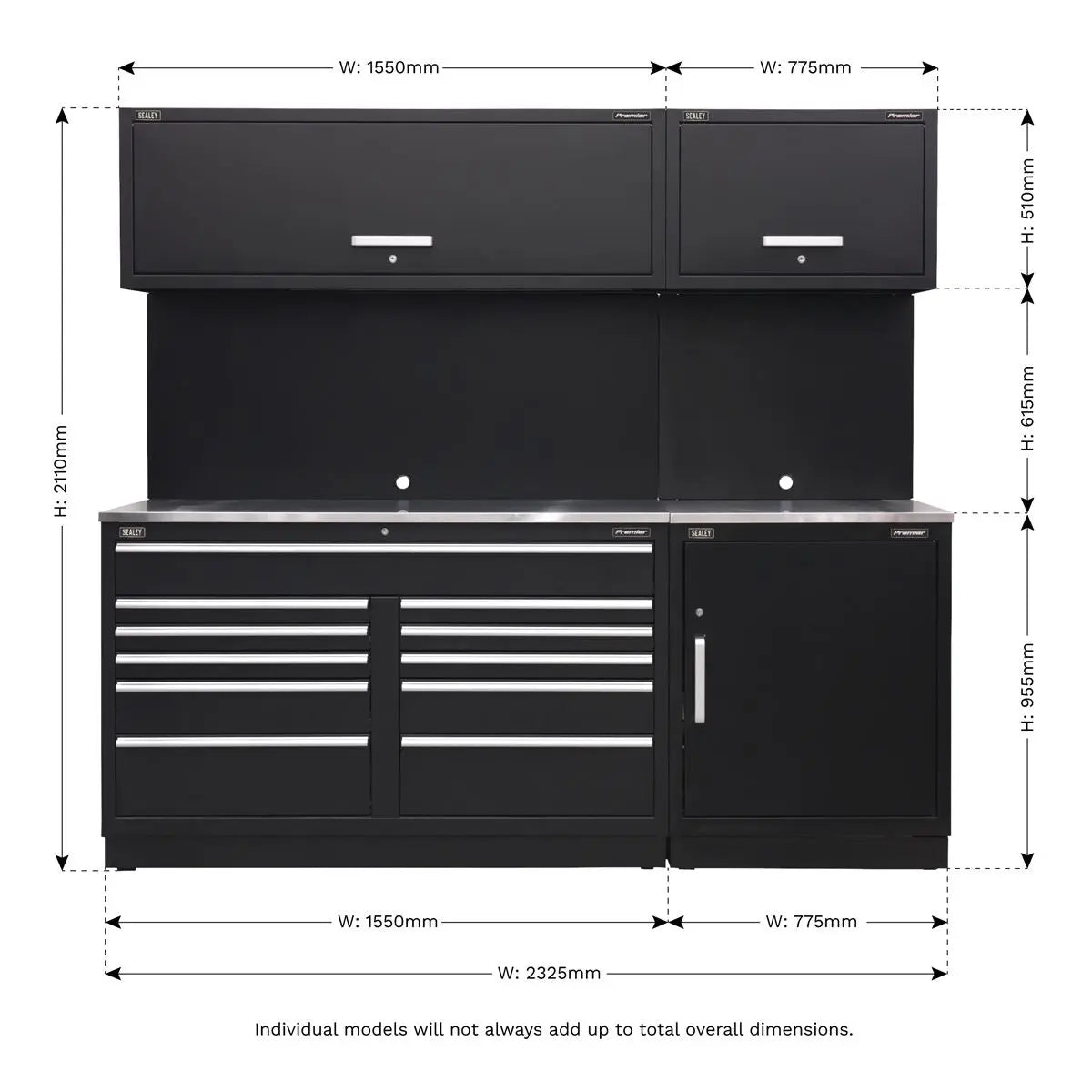 Sealey Premier Premier 2.3m Storage System - Stainless Worktop 