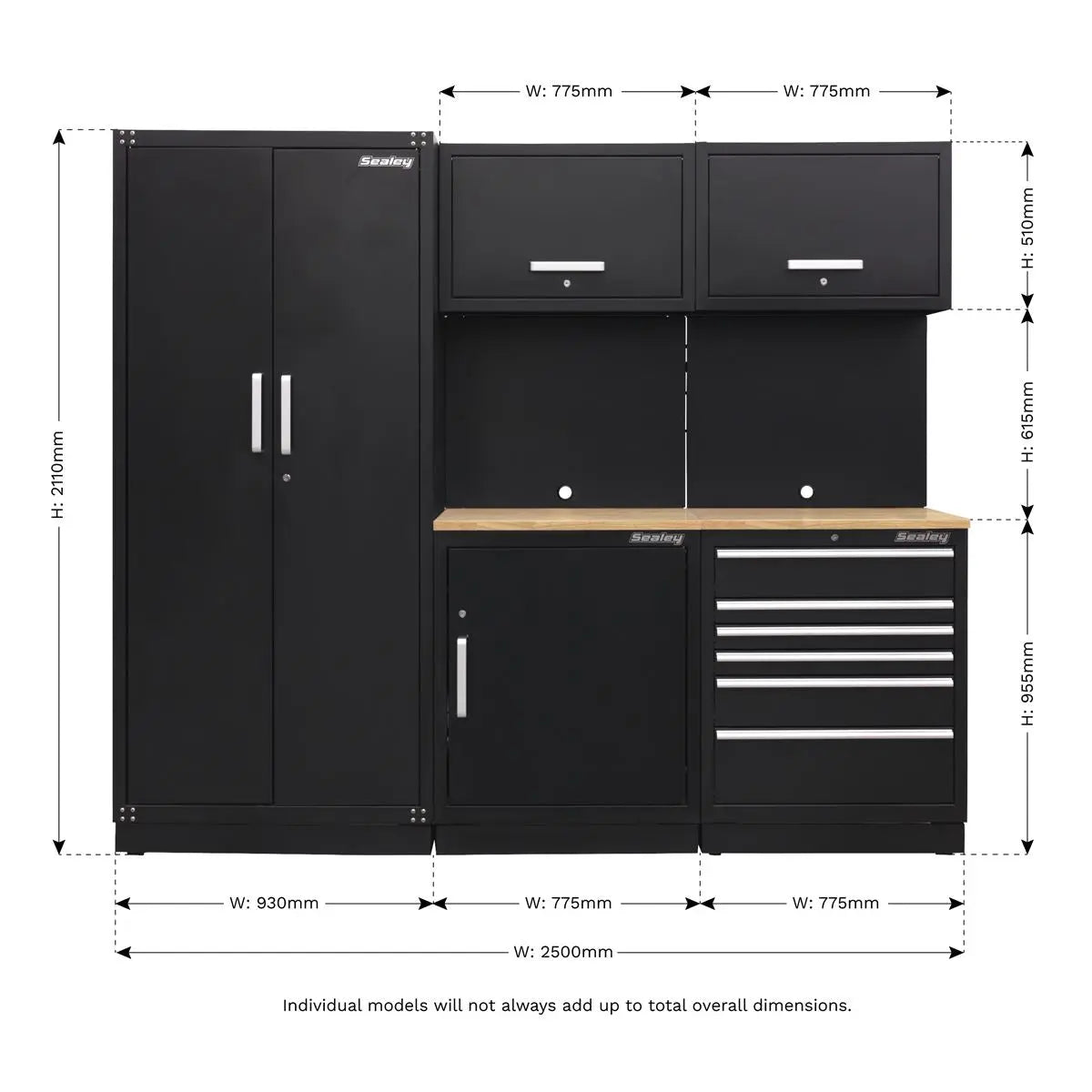 Sealey Premier Premier 2.5m Storage System - Oak Worktop 