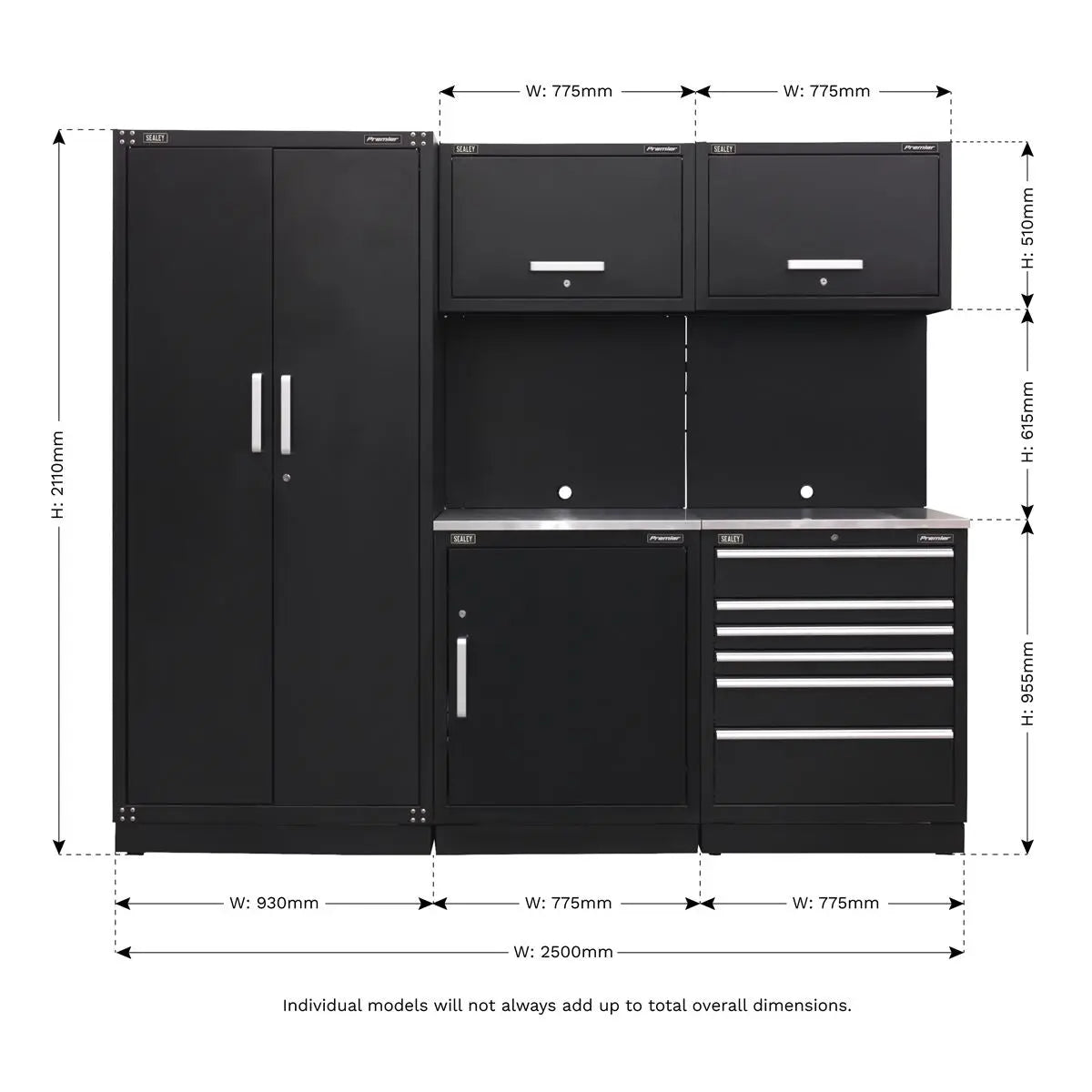 Sealey Premier Premier 2.5m Storage System - Stainless Worktop 