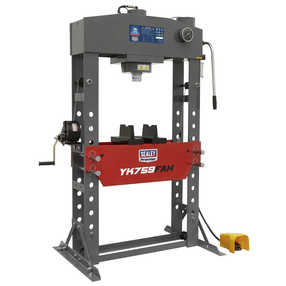 Sealey Premier Premier Air/Hydraulic Floor Type Press with Foot Pedal 75 Tonne 