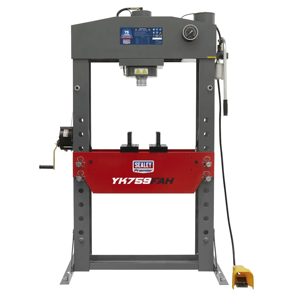 Sealey Premier Premier Air/Hydraulic Floor Type Press with Foot Pedal 75 Tonne 