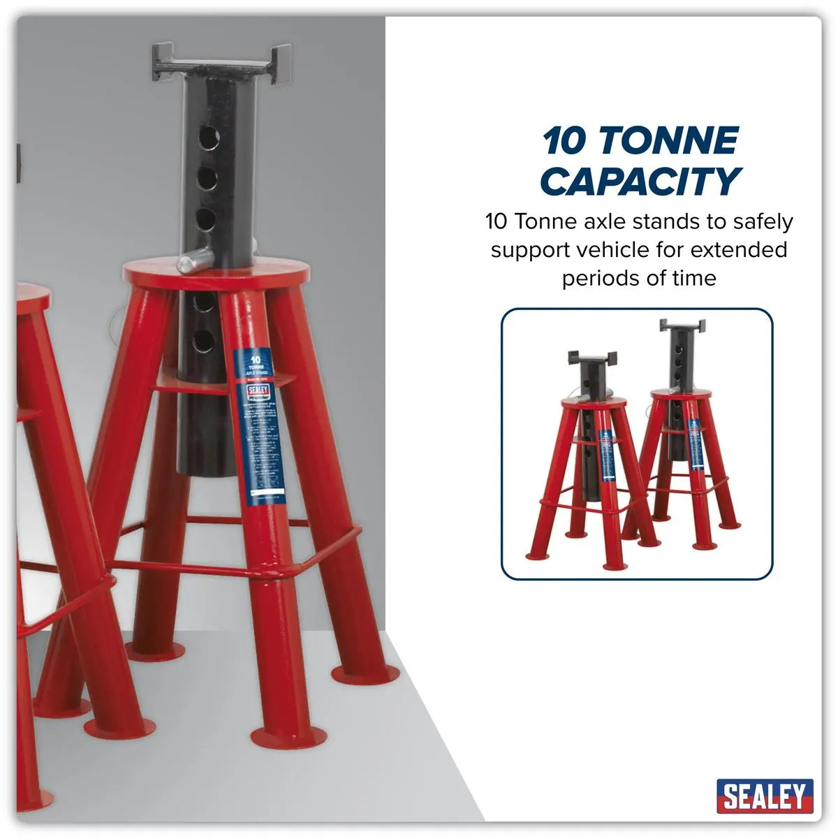 Sealey Premier Premier Axle Stands (Pair) 10 Tonne Capacity per Stand  White Rose Tools