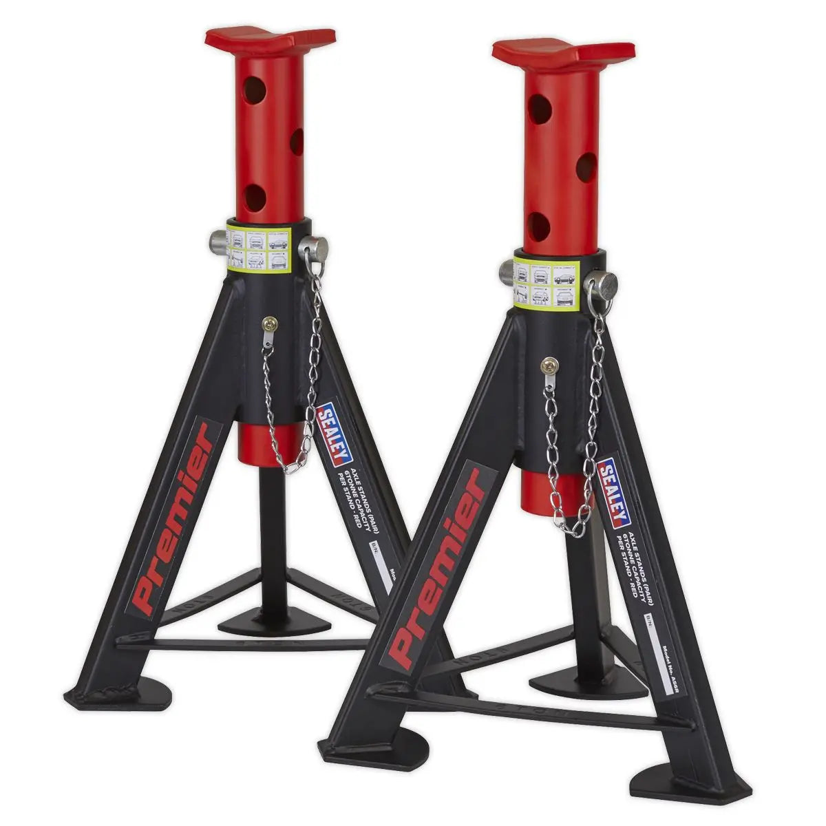 Sealey Premier Premier Axle Stands (Pair) 6 Tonne Capacity per Stand - Red 